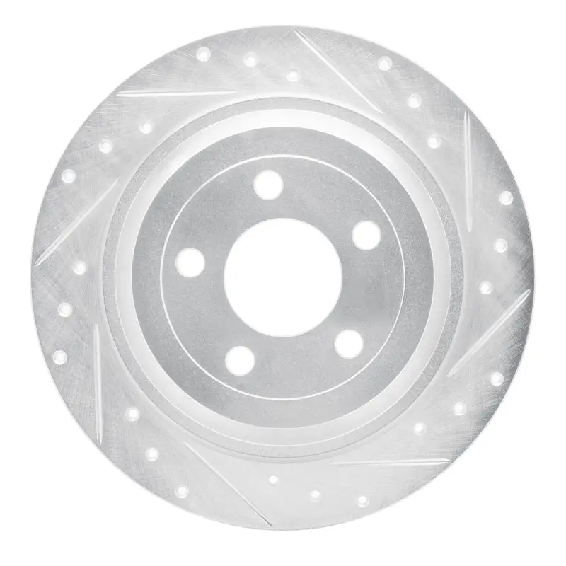 R1 15-23 Ford Mustang Rear Right Drilled & Slotted Silver Brake Rotor 1