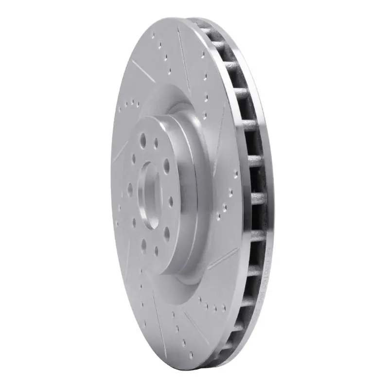 R1 14-19 Fiat 500L Front Right Drilled & Slotted Silver Brake Rotor 2