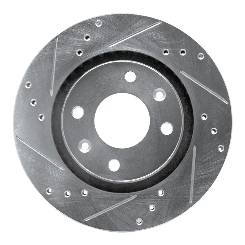 R1 89-91 Peugeot 405 Front Left Drilled & Slotted Silver Brake Rotor 1