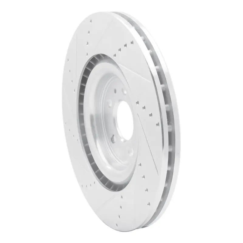 R1 13-14 Ford Mustang Front Right Drilled & Slotted Silver Brake Rotor 2