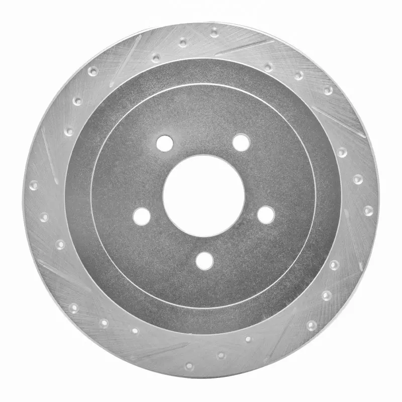 R1 03-11 Lincoln Town Car Rear Left Drilled & Slotted Silver Brake Rotor 1