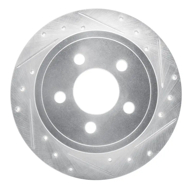 R1 03-07 Jeep Liberty Rear Right Drilled & Slotted Silver Brake Rotor 1