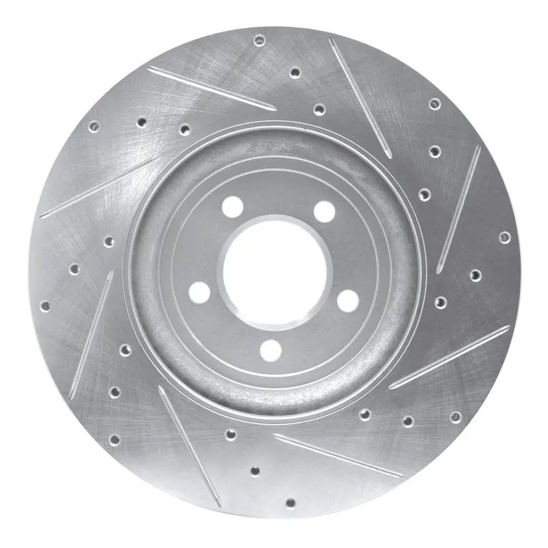 R1 06-10 Jaguar Xf Front Left Drilled & Slotted Silver Brake Rotor 2