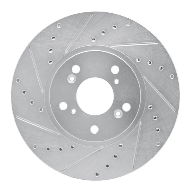 R1 99-14 Acura Tsx Front Left Drilled & Slotted Silver Brake Rotor 1