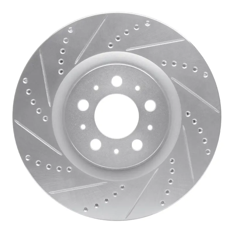 R1 04-07 Volvo V70 Front Left Drilled & Slotted Silver Brake Rotor 1