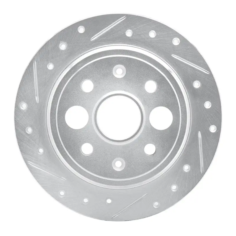 R1 86-89 Acura Integra Rear Left Drilled & Slotted Silver Brake Rotor 1