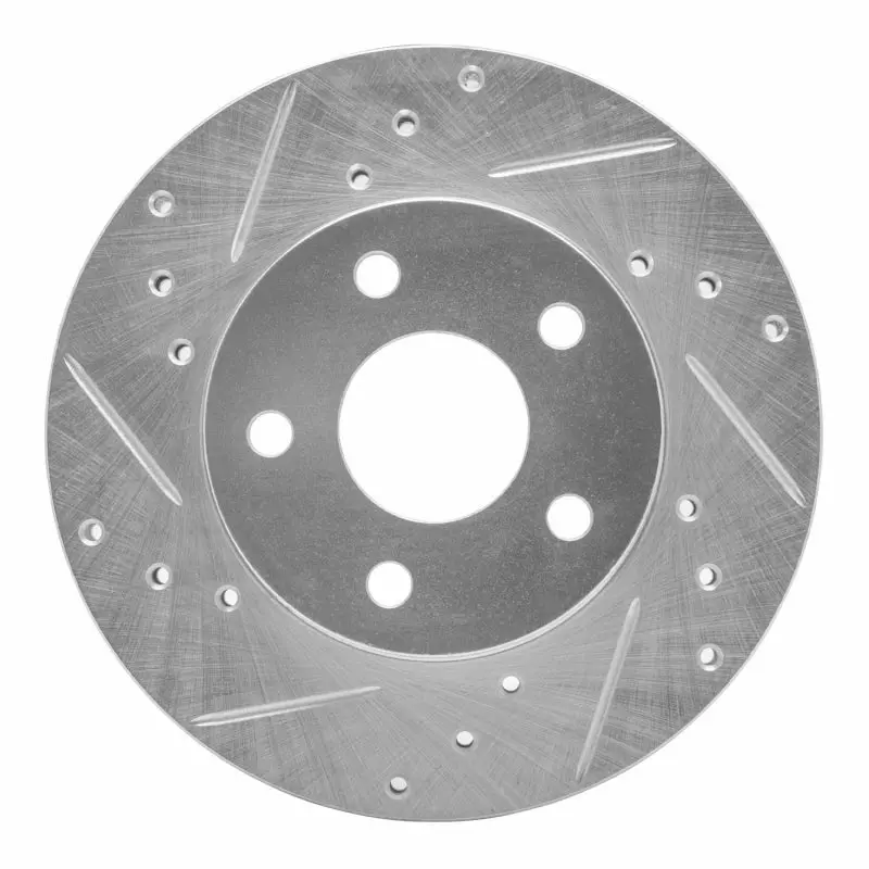 R1 80-89 Buick Skylark Front Left Drilled & Slotted Silver Brake Rotor 1