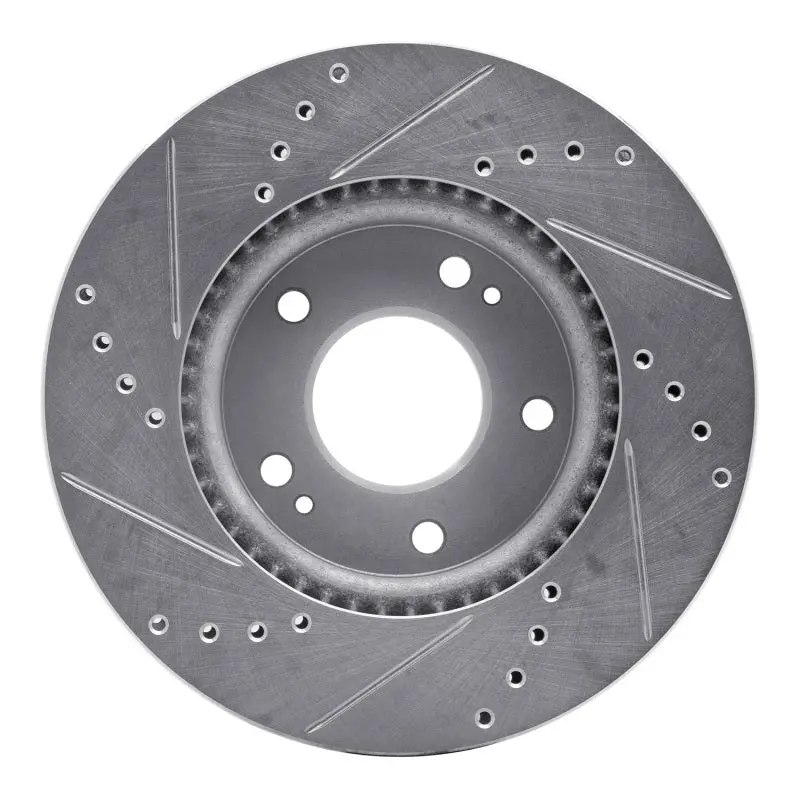 R1 17-22 Hyundai Ioniq Front Right Drilled & Slotted Silver Brake Rotor 2