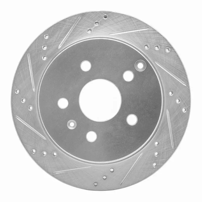 R1 10-17 Chevrolet Equinox Rear Left Drilled & Slotted Silver Brake Rotor 1