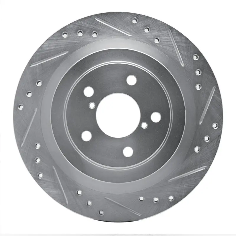 R1 05-09 Subaru Impreza Rear Right Drilled & Slotted Silver Brake Rotor 1