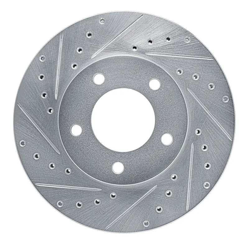 R1 93-94 Jaguar Xj12 Front Left Drilled & Slotted Silver Brake Rotor 1
