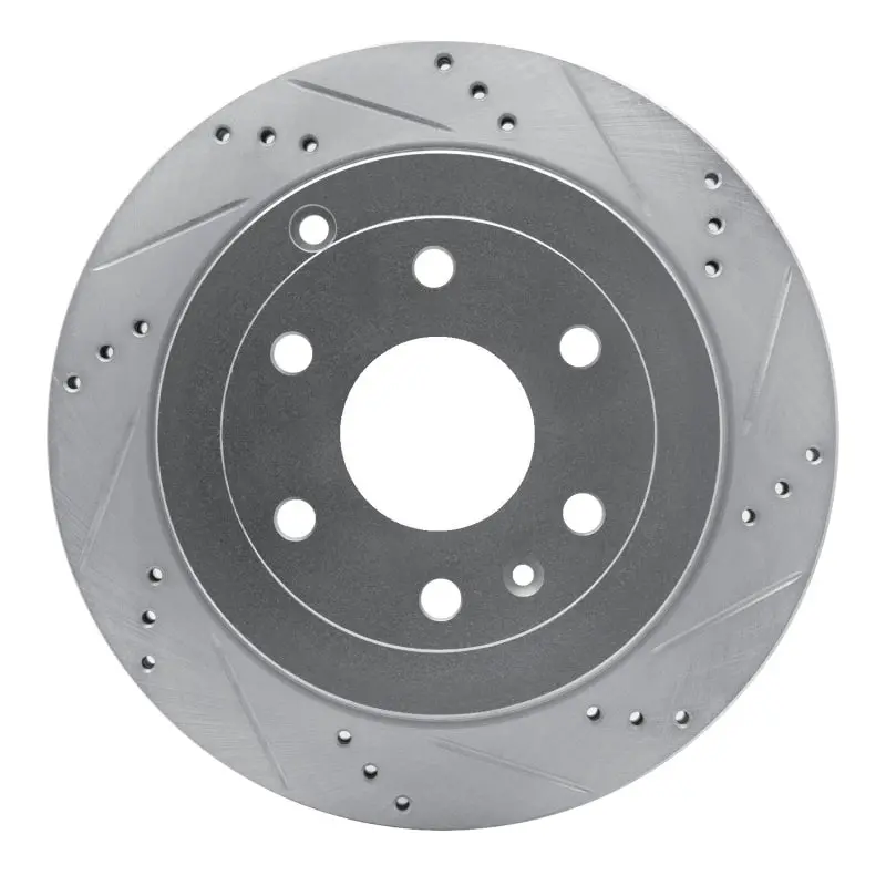 R1 07-17 Buick Enclave Rear Right Drilled & Slotted Silver Brake Rotor 1