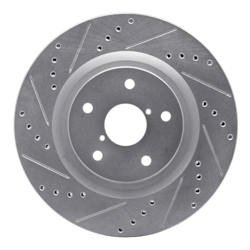R1 19-24 Subaru Forester Front Left Drilled & Slotted Silver Brake Rotor 1