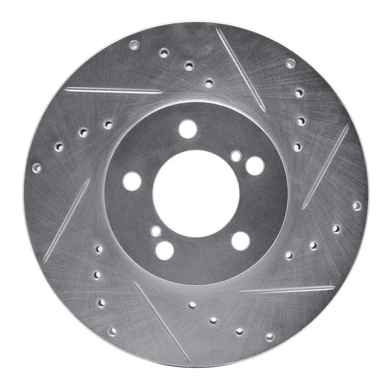 R1 93-07 Ford Taurus Sho Front Right Drilled & Slotted Silver Brake Rotor 1