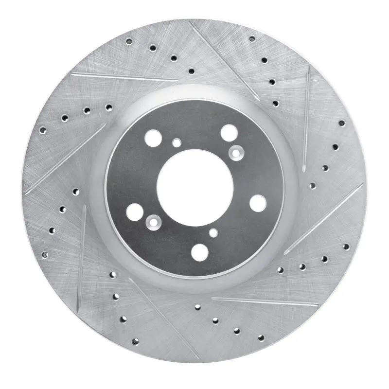 R1 07-20 Acura Zdx Front Right Drilled & Slotted Silver Brake Rotor 1