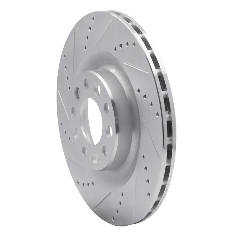 R1 2017-2025 Alfa Romeo Stelvio Rear Left Drilled & Slotted Silver Brake Rotor 2