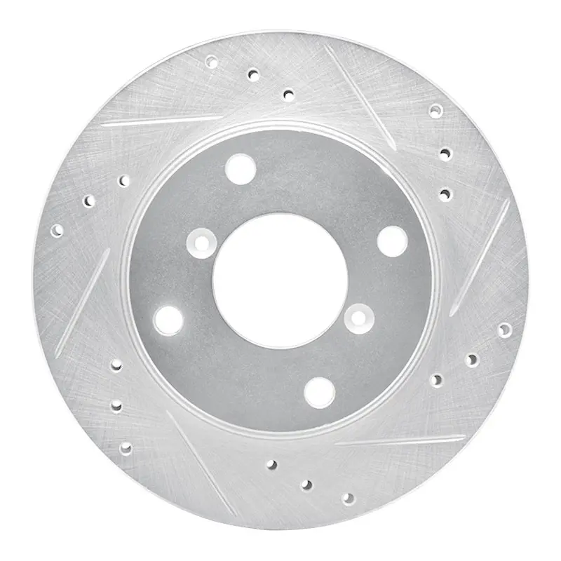 R1 89-94 Suzuki Swift Front Right Drilled & Slotted Silver Brake Rotor 1