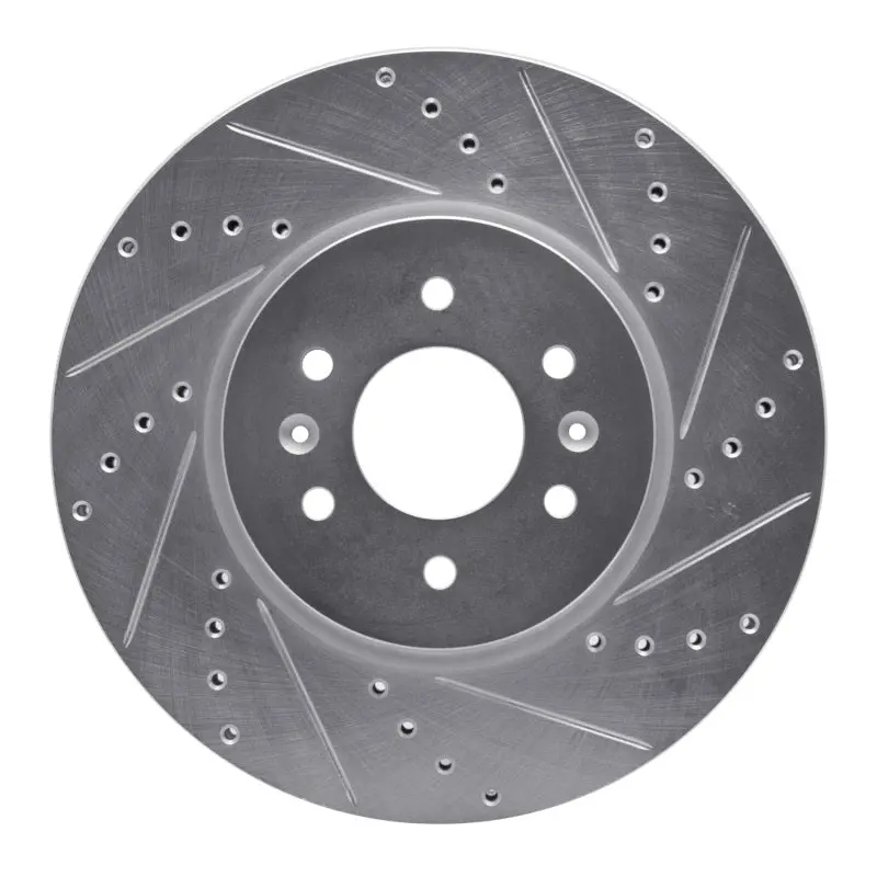 R1 09-10 Kia Borrego Front Right Drilled & Slotted Silver Brake Rotor 1