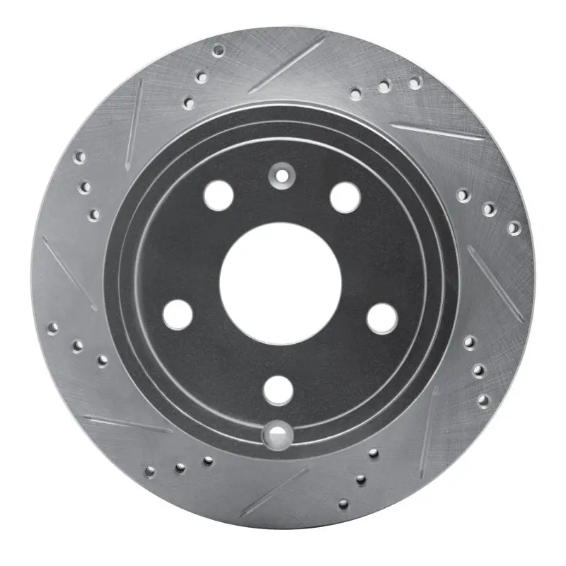 R1 09-20 Chevrolet Express 4500 Rear Left Drilled & Slotted Silver Brake Rotor 1