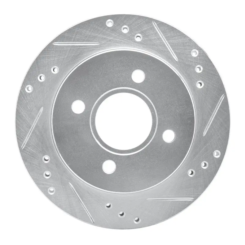 R1 95-04 Ford Contour Rear Right Drilled & Slotted Silver Brake Rotor 1