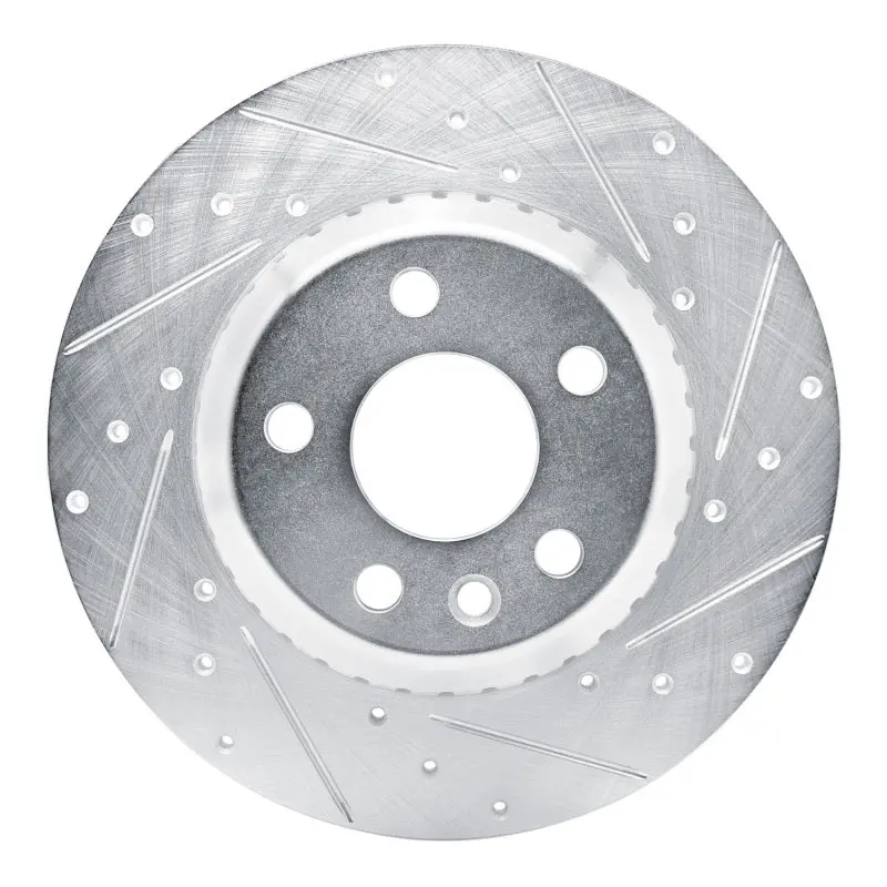R1 20-22 Jaguar E-Pace Rear Right Drilled & Slotted Silver Brake Rotor 1