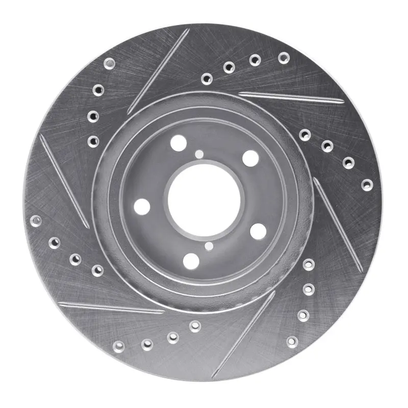 R1 90-16 Saab 9-2X Front Right Drilled & Slotted Silver Brake Rotor 2