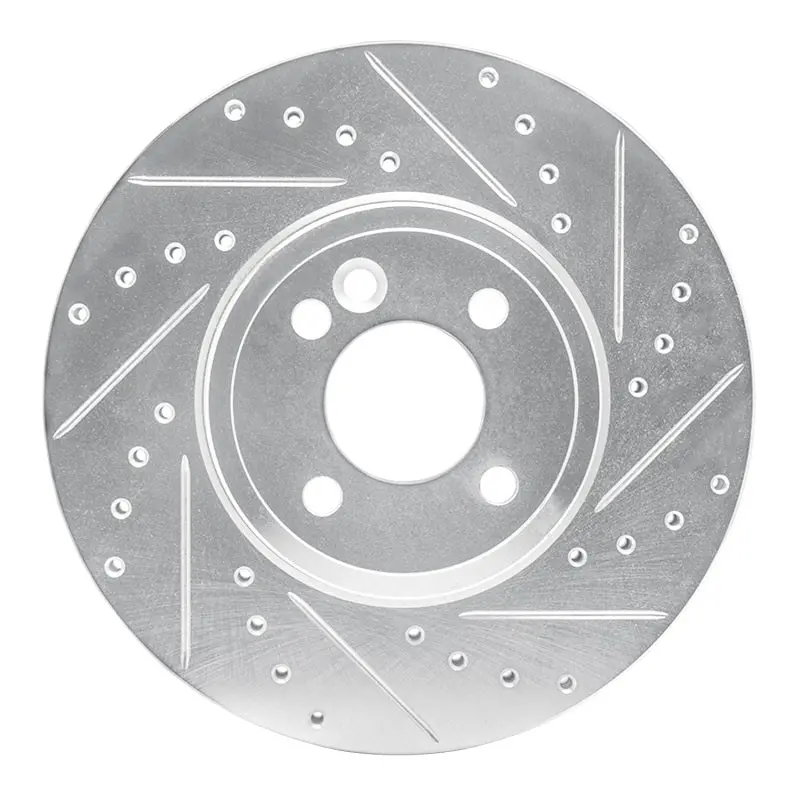 R1 02-06 Mini Cooper (Excl Clubman) Front Right Drilled & Slotted Silver Brake Rotor 1