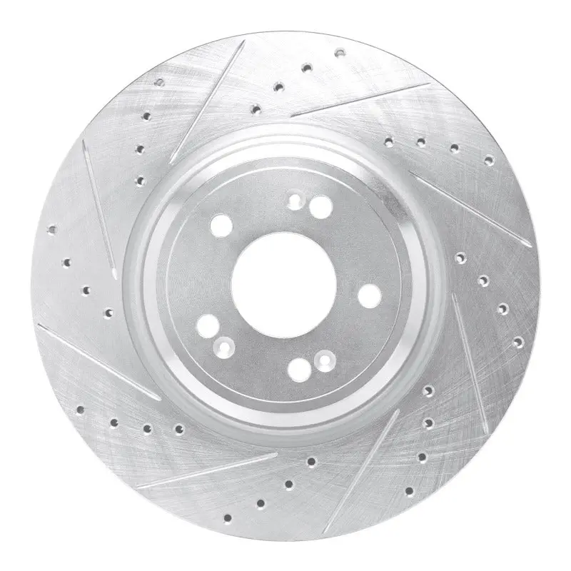 R1 21-25 Genesis Gv70 Front Left Drilled & Slotted Silver Brake Rotor 1