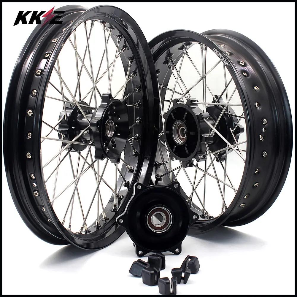 Kke 2.5*19 & 4.25*17 Cush Drive Supermoto Wheels For Suzuki Dr650se 1996-2021 Black 1