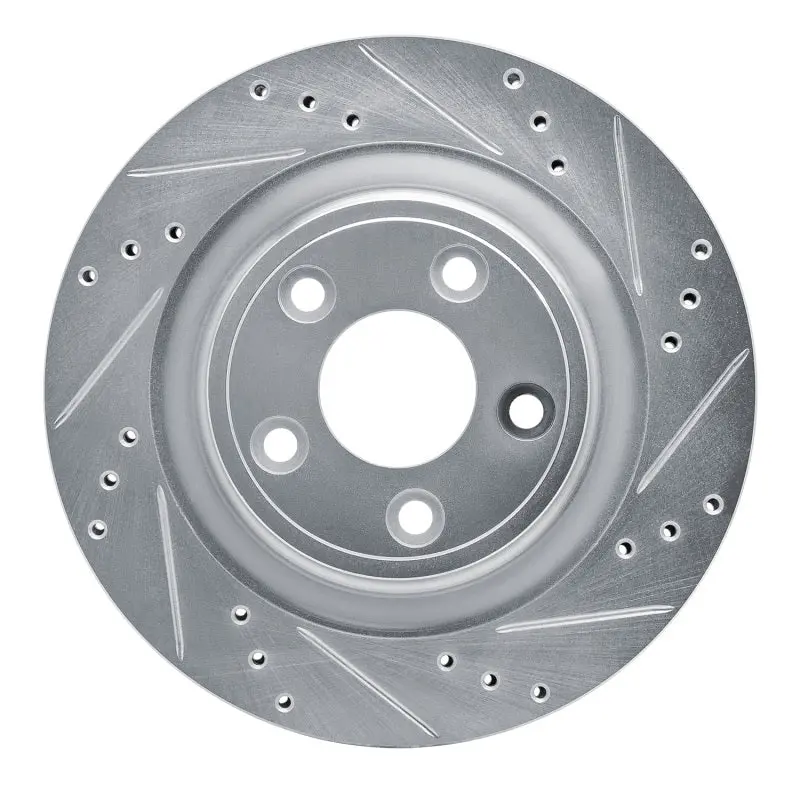 R1 06-08 Jaguar S-Type Rear Right Drilled & Slotted Silver Brake Rotor 1