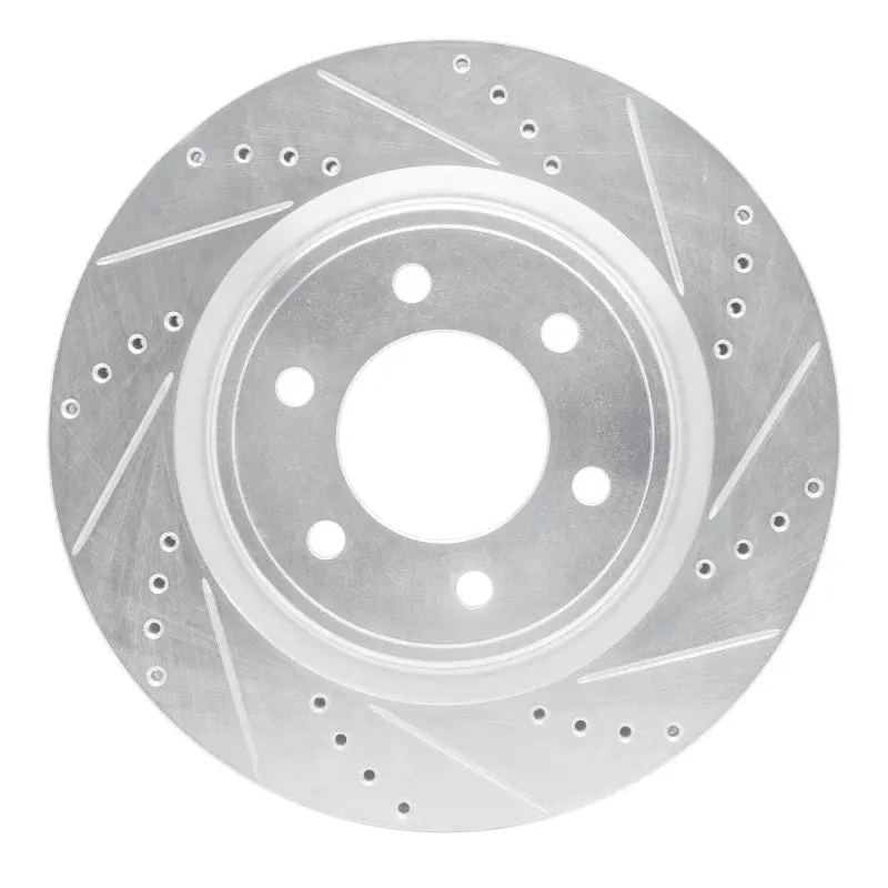 R1 21-25 Ford F-150 Rwd Front Right Drilled & Slotted Silver Brake Rotor 1