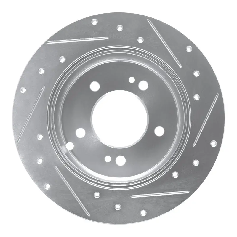 R1 07-12 Kia Rondo (Canada) Rear Left Drilled & Slotted Silver Brake Rotor 2