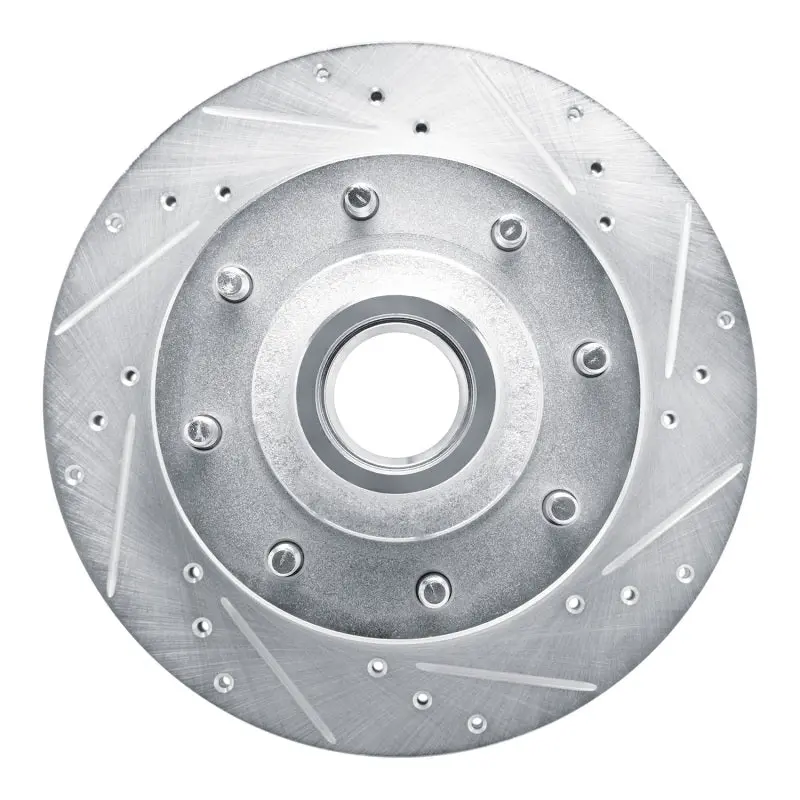 R1 80-85 Ford E-250 Econoline Club Wagon Front Right Drilled & Slotted Silver Brake Rotor 1
