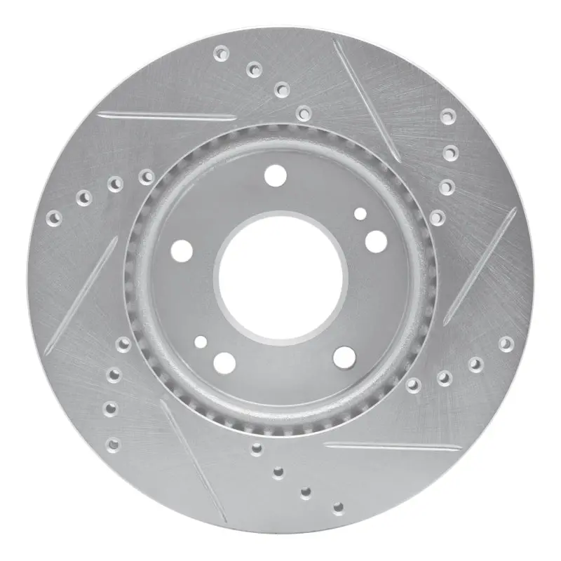 R1 10-11 Kia Soul Front Left Drilled & Slotted Silver Brake Rotor 2