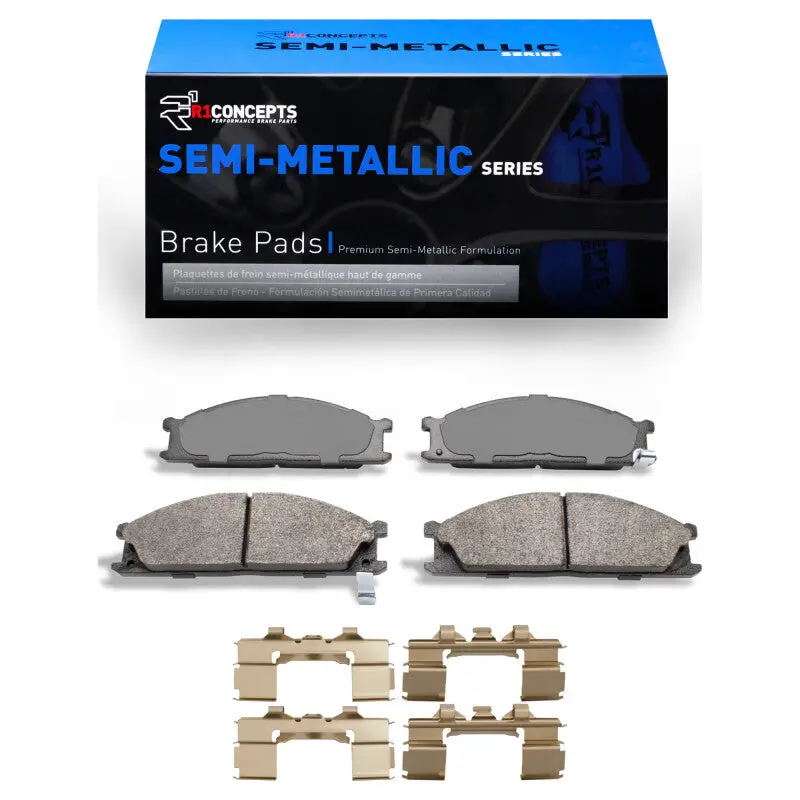 R1 85-15 Nissan 720 Datsun Front Semi Met Pads & Hardware Kit 1