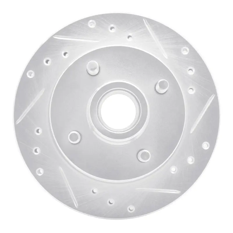 R1 79-81 Ford Mustang Front Right Drilled & Slotted Silver Brake Rotor 1