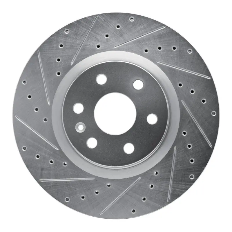 R1 10-16 Cadillac Srx Front Left Drilled & Slotted Silver Brake Rotor 1