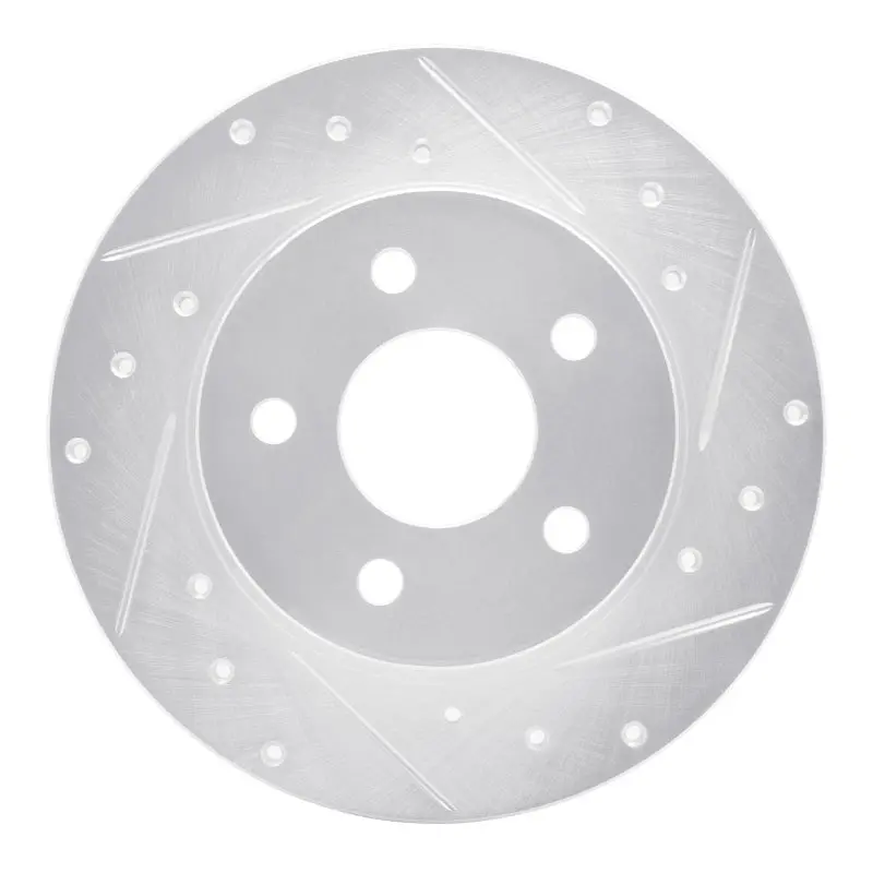 R1 04-12 Chevrolet Malibu Rear Right Drilled & Slotted Silver Brake Rotor 1