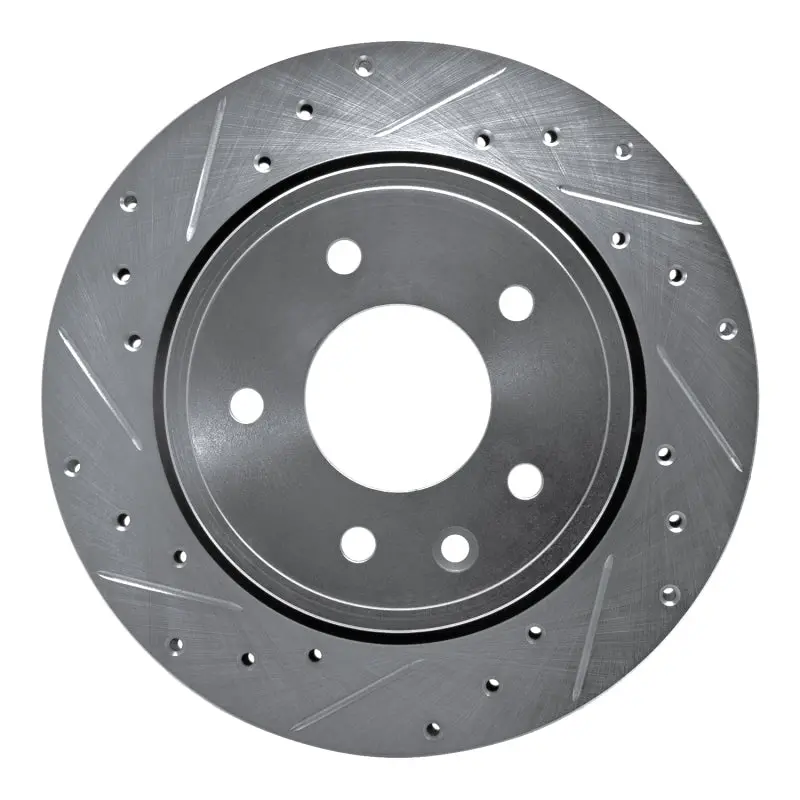 R1 1995-2006 Jaguar Vanden Plas Rear Left Drilled & Slotted Silver Brake Rotor 1