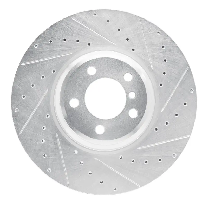 R1 07-08 Bmw Alpina B7 Front Right Drilled & Slotted Silver Brake Rotor 1