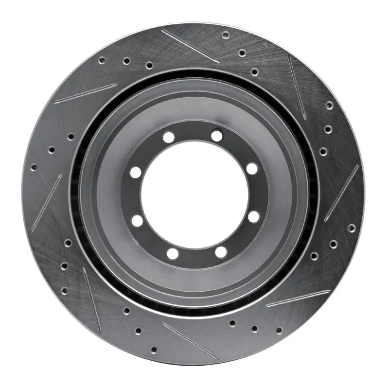 R1 08-20 Ford E-Super Duty Rear Left Drilled & Slotted Silver Brake Rotor 2