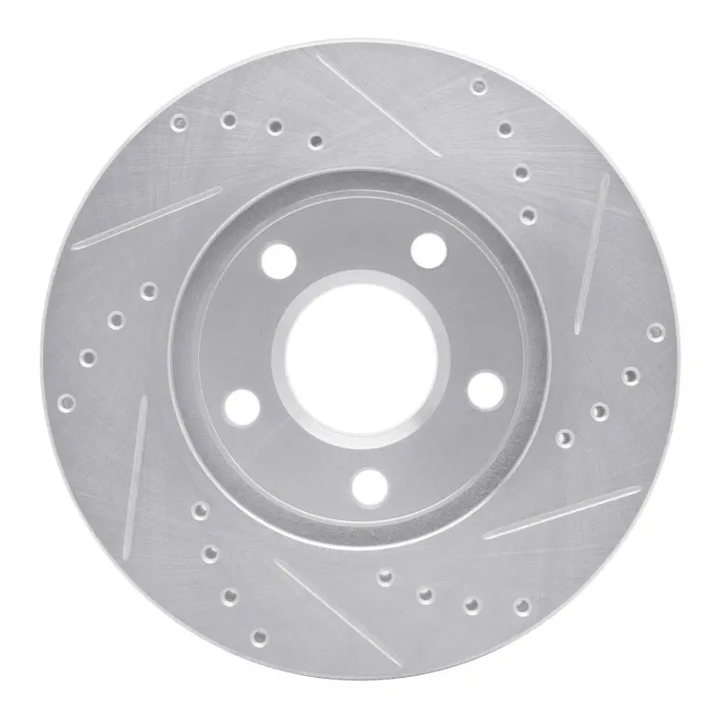 R1 87-90 Chrysler Town & Country Front Left Drilled & Slotted Silver Brake Rotor 2