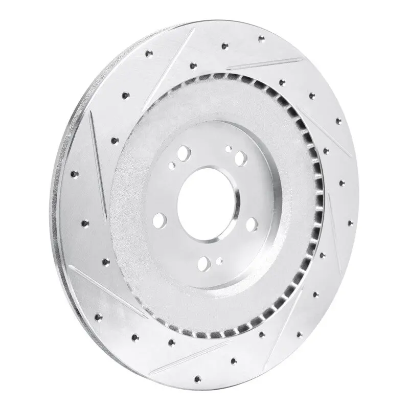 R1 21-26 Genesis G80 Rear Right Drilled & Slotted Silver Brake Rotor 2