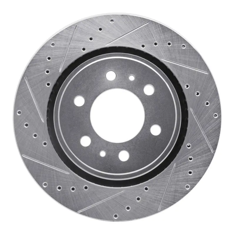 R1 20-25 Ford Transit-350 Hd/Drw Rear Left Drilled & Slotted Silver Brake Rotor 1