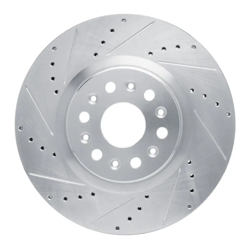 R1 17-25 Buick Enclave Front Left Drilled & Slotted Silver Brake Rotor 1