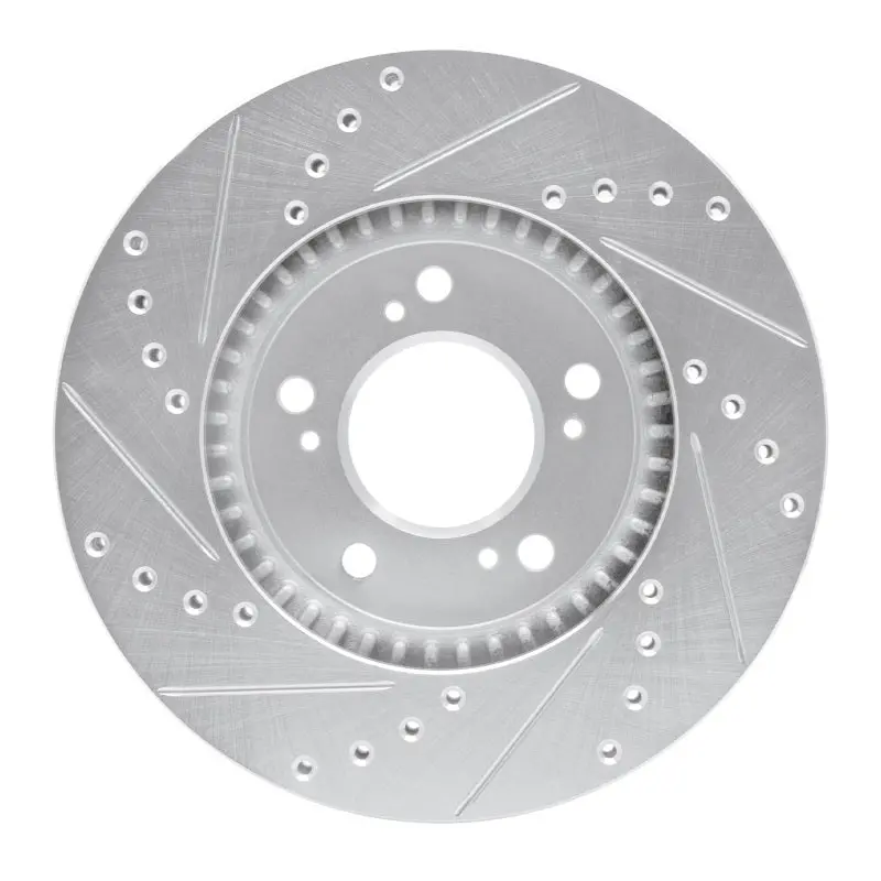 R1 93-95 Acura Legend Front Right Drilled & Slotted Silver Brake Rotor 2
