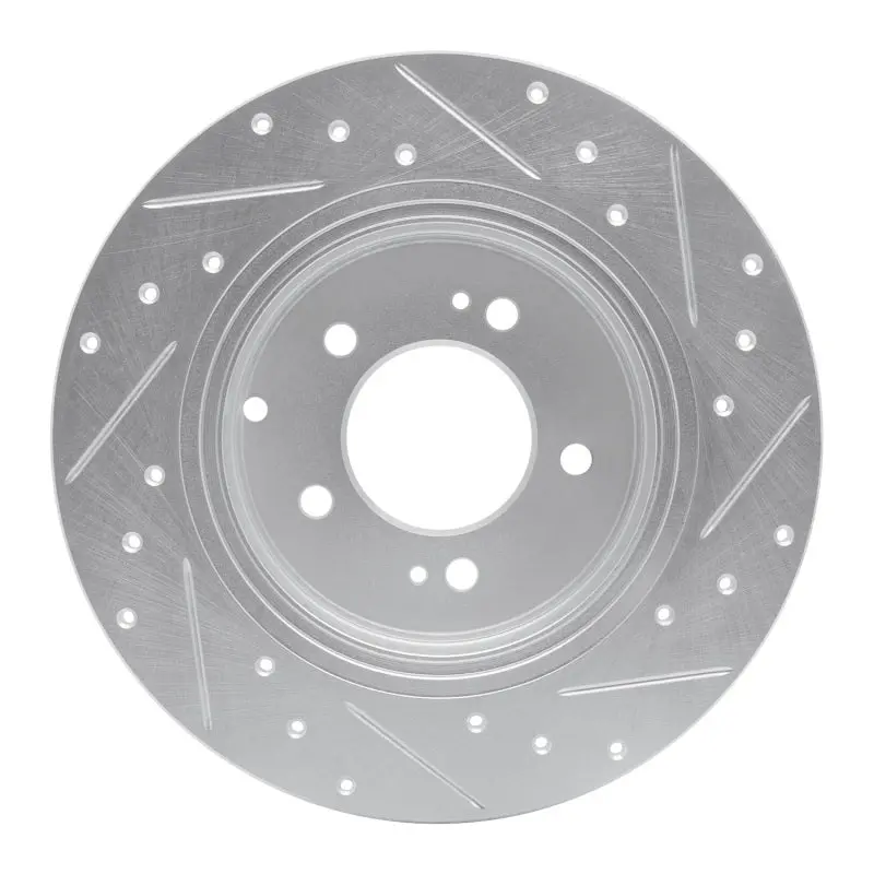 R1 17-19 Kia Cadenza Rear Left Drilled & Slotted Silver Brake Rotor 2