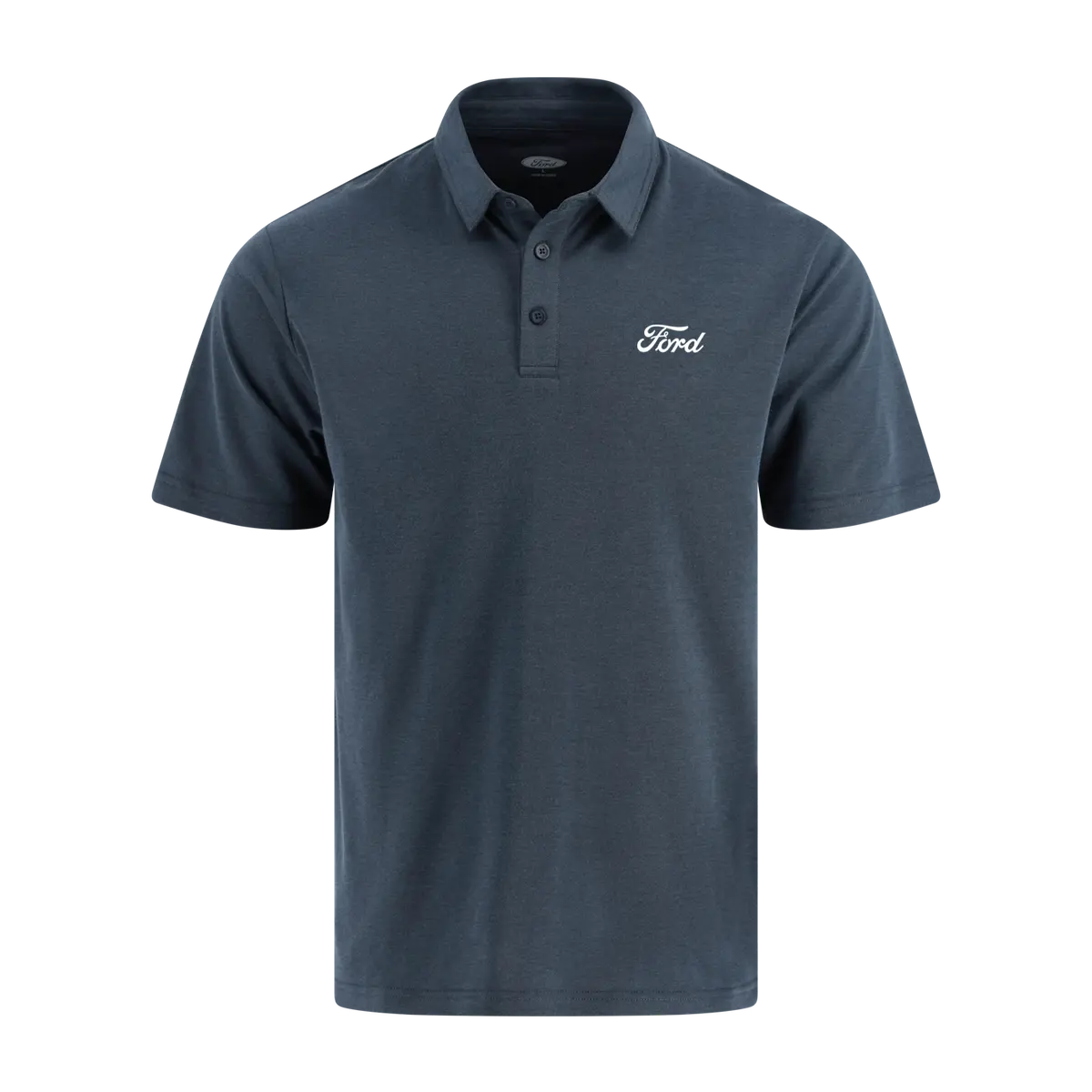 Ford Mens Heather Blue Polo Shirt 1