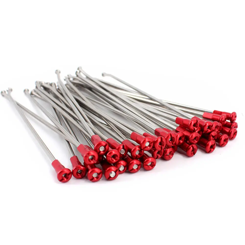 Kke Front 1.6*21 Stainless Steel Spoke Set With Alloy Red Nipple For Honda Crf250r Crf250x Crf450r Crf450x Silver 1