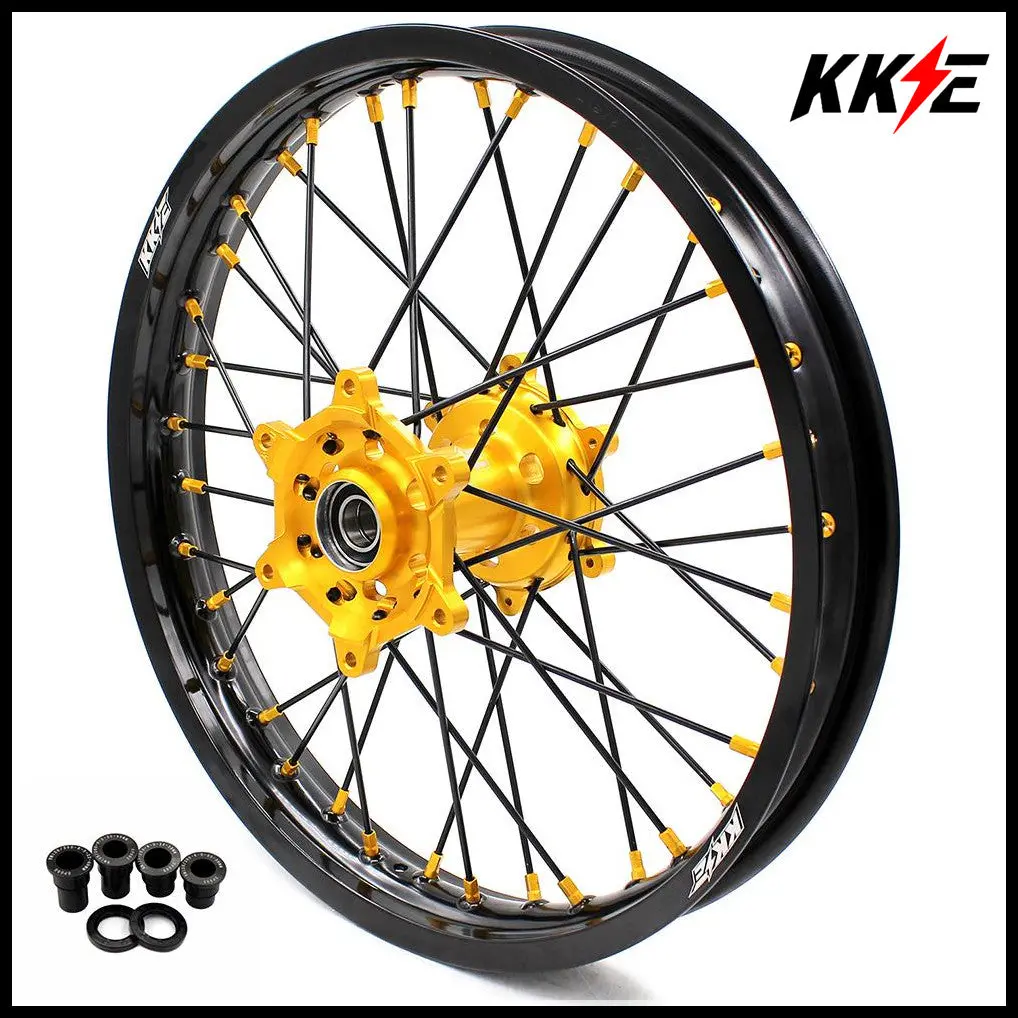 Kke 2.15*19 Spoked Rear Wheel Rim For Suzuki Rm125 1996-2007 Rm250 1996-2008 Gold Nipple Black Spoke 1